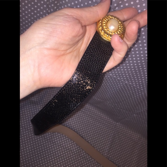 Vintage Snake Embossed Leather Belt w Clasp - Picture 6 of 8